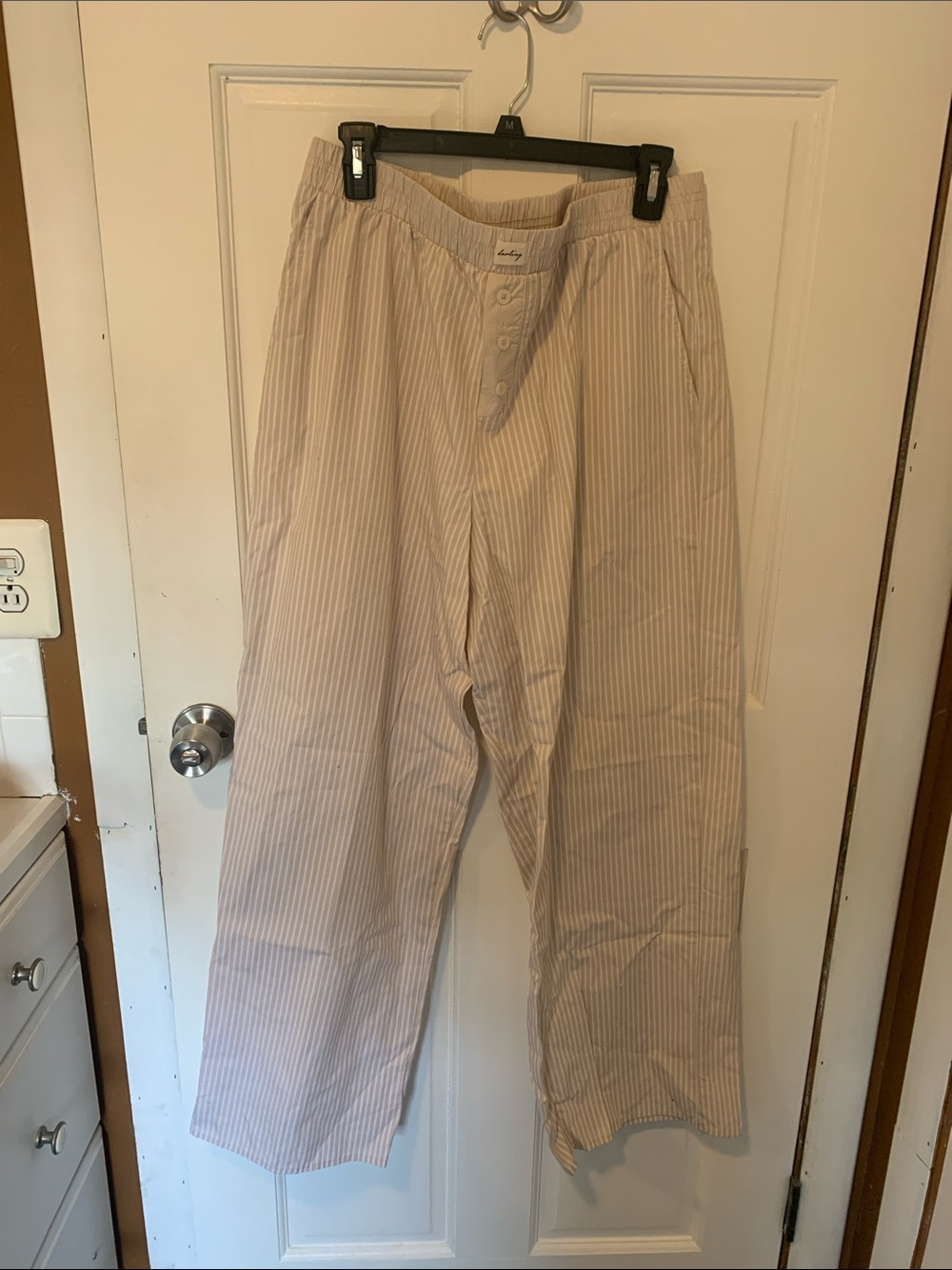 wild fable Beige & White Pinstripe Wide Leg Pants